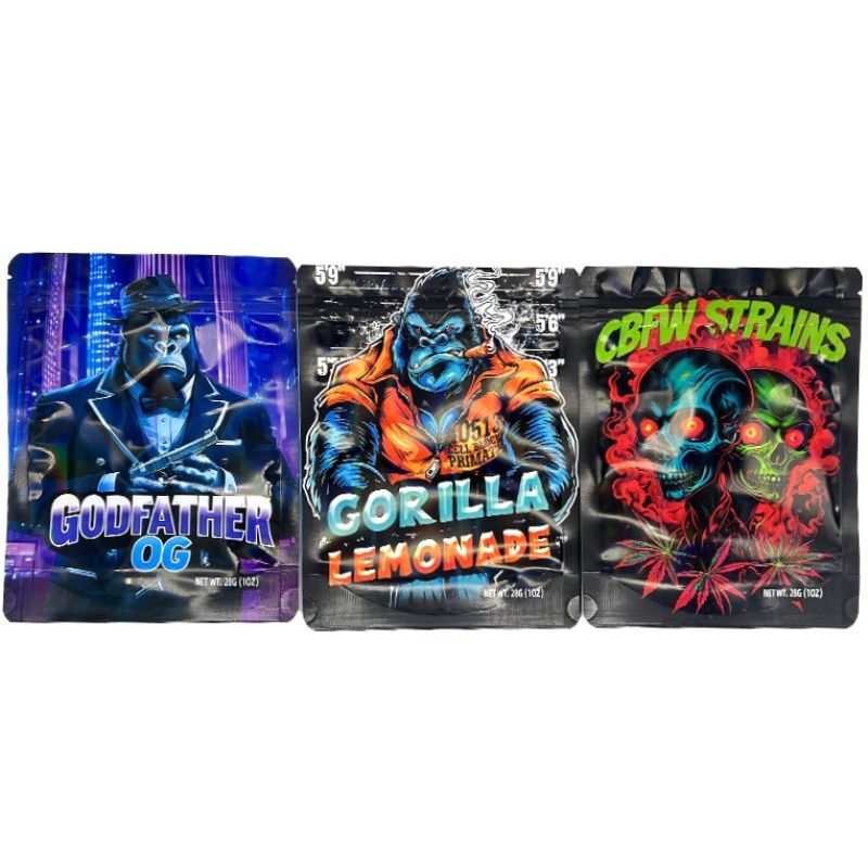 1oz Smell Proof Mylar Pouches for Weed